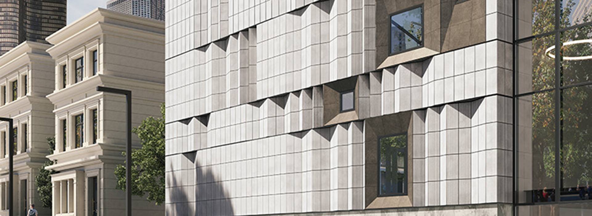 The three-dimensional look of modern facades.